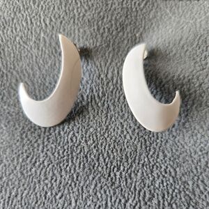 White Crescent Earrings